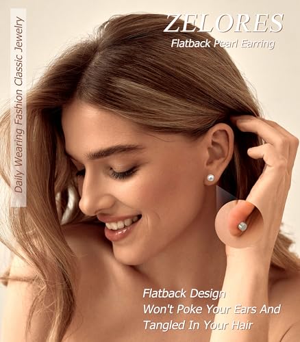 Sterling Silver Pearl Earrings for Women 18K Gold Plated Small Pearl Stud Earrings White Pearl Flat Back Earrings Brides Bridesmaids Wedding Earrings Jewelry2