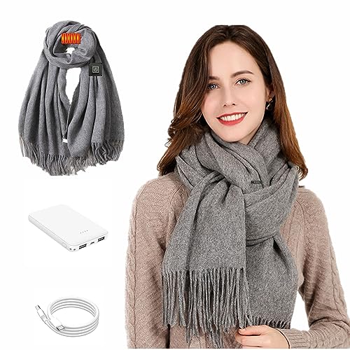 Heated Scarf for Women Rechargeable,Intelligent Electric scarf, USB Mini Cold Weather scarf with pộwệr bẫnk with 3 Heating Levels, Auto Off Feature for Men,Girls