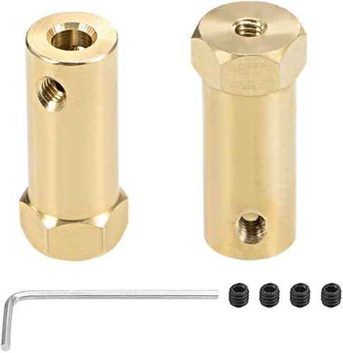 Miniatura 7 de uxcell Acoplador hexagonal de 0.157 in de diámetro del motor hexagonal de latón conector de acoplamiento para ruedas de coche, neumáticos, motor de