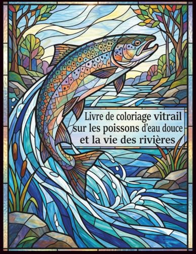 Livre de coloriage vitrail sur les poissons d�feau douce et la vie des rivieres: Livre de coloriage anti-stress avec poissons d�fe