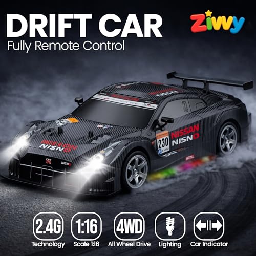 Image of Big Drift Racing Car Silver | 2.4G RC Drift Vehicle with 100 m Range, Smoke Effect, Neon Lights & Music | Rechargeable Remote Control Racer | Best Gift for Boys & Girls 2 3 4 5 6 7 8+ Years