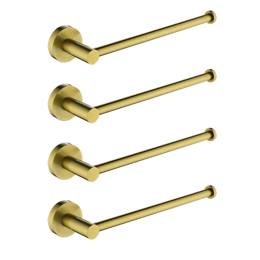 Lot de 4 anneaux porte-serviettes de luxe en acier inoxydable – Finition brossée – Porte-serviettes mural élégant pour salle de bain – Design avant-gardiste