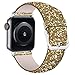 iiteeology Compatible with Apple Watch Band 38mm 40mm 42mm 44mm, Shiny Bling Glitter Leather Band for iWatch SE Series 6/5/4/3/2/1 Women Girls (Gold, 42mm)
