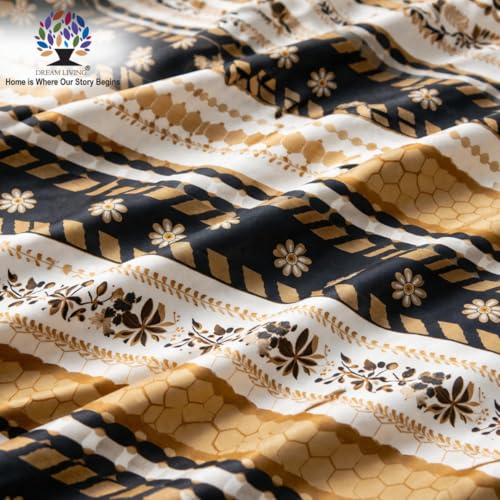 Image of Dream Living Premium Soft Double Bedsheet with 2 Pillow Covers | 130 GSM | 220x250 Cm | Beige & Black