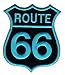 Toppa ricamata da applicare con il ferro da stiro o da cucire, motivo: Route 66 (azzurro-nero)