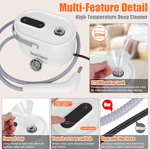 Image of Foandbevi 9 in 1 Hand Steam Cleaner for Home Use, Portable Steamer for Cleaning, Car Detailing /Kitchen /Upholstery /Tiles /Grout /Camping and All-Purpose High