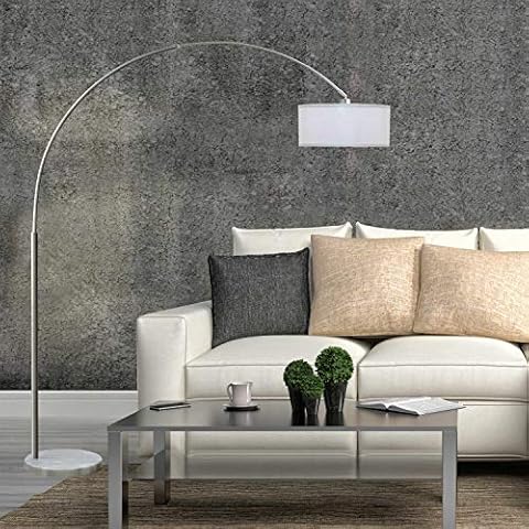 Milton Greens Stars 6938-WH Sophia Adjustable 81-Inch Arc Floor Lamp Shade and White Marble Base Cover