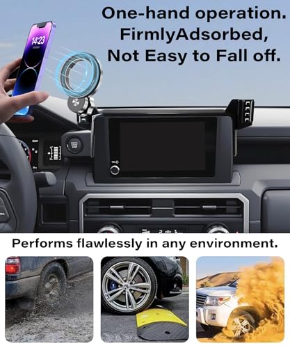Image of Car Phone Holder for Toyota Tacoma 2024 2025 2026 8 inch Screen Accessories | MagSafe Strong Magnetic Clip-On Cell Phone Mount, Dual Slots for Driver & Passenger,360 Rotatable Hands-Free Holder