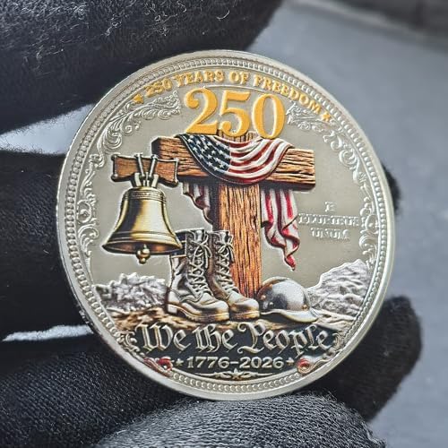 US Veteran Challenge Coin – Honor, Service, Sacrifice Design with Freedom Bell & Boots, 250 Years of Freedom Metal Token - View 6