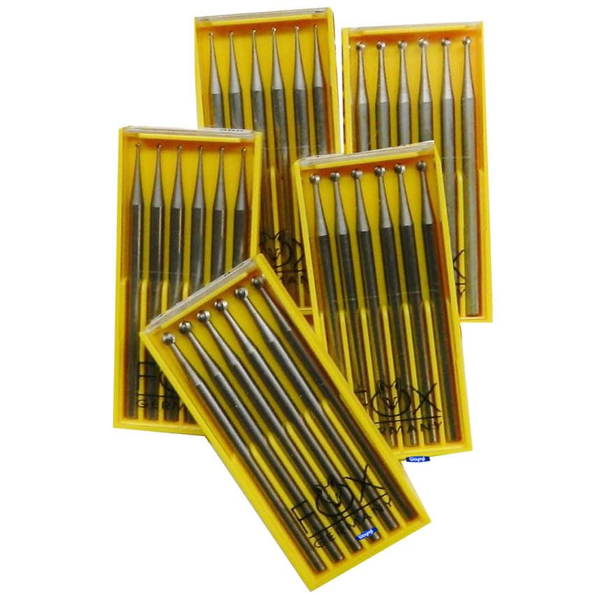 Package of 6 Fox Round Burs Size 1.0 mm Jewelry Making Rotary Tools with 3/32