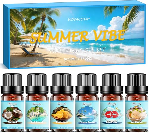 Summer Fragrance Oils Set, Premium Essential Oils for Diffuser, Natural