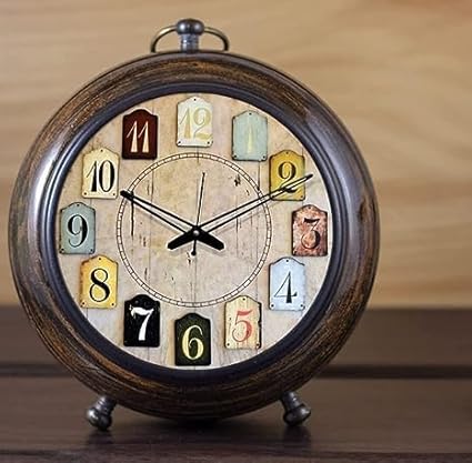 Wooden Antique Table Clock Home Office Decoration Desk & Shelf Clocks, 5 Inch Antique Wooden Table Clock