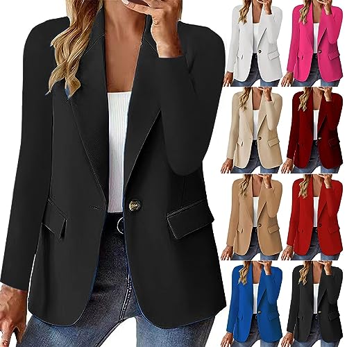 Women Business Blazer Loose Lightweigth Open Front Summer Jackets Long Sleeve Workfice Jacket Blazer Outfits