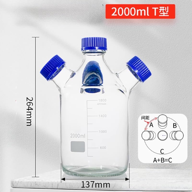 1 botella marrón for almacenamiento de líquidos con rosca de cuatro orificios for cromatografía y gestión de residuos líquidos.(White,2000m)