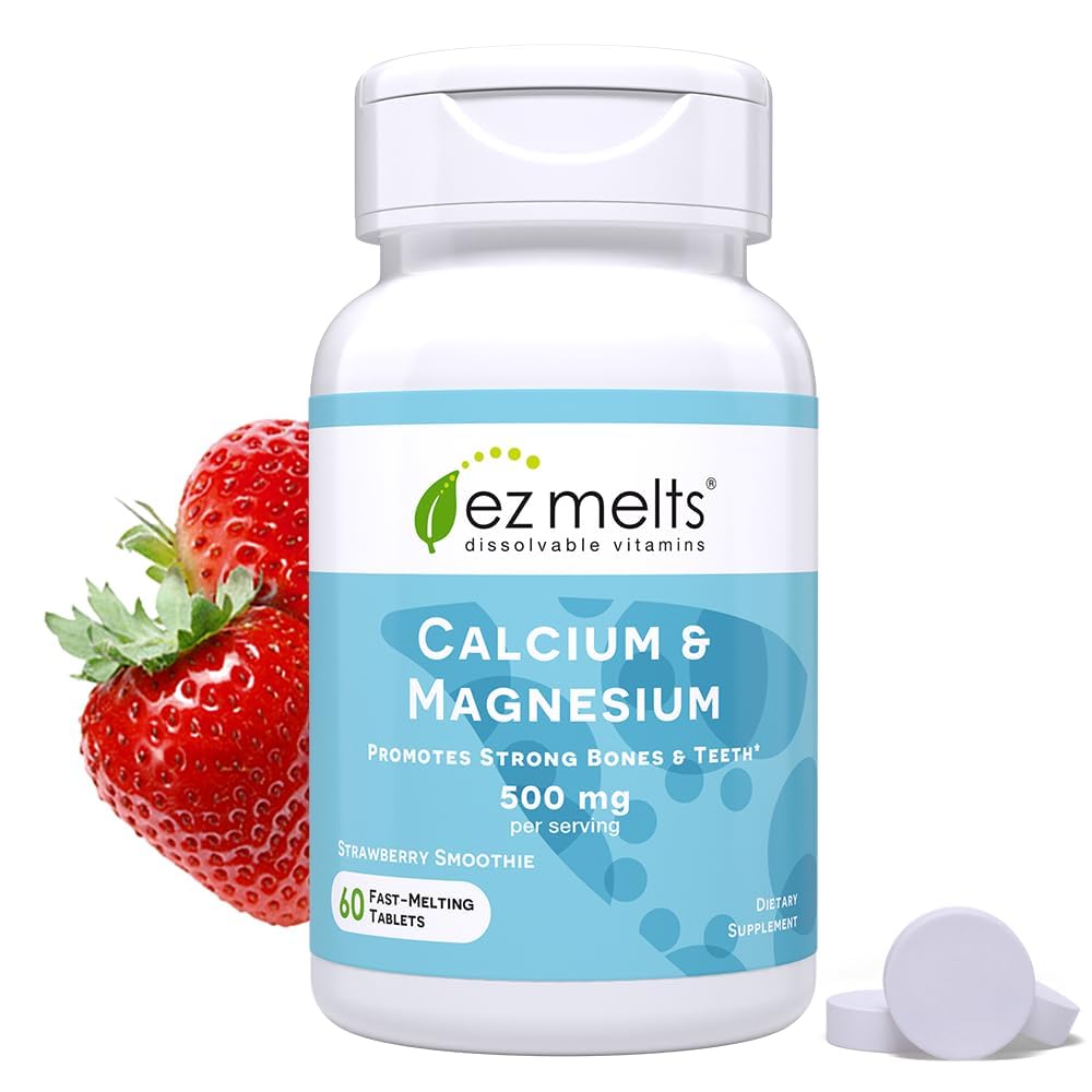 Calcium Plus with D3 and Magnesium, 500 mg, Sublingual Vitamins, Vegetarian, Zero Sugar, Natural Strawberry Flavour, 100 Fast Dissolve Tablets