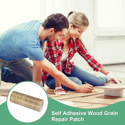Image of M METERXITY 1-Roll Wood Grain Repair Tape, 6 Inch x 15ft Self-Adhesive Wood Floor Tape, Realistic Textured Repair Patch, Contact Paper for Furniture /Floors /Home Decor [Brown]