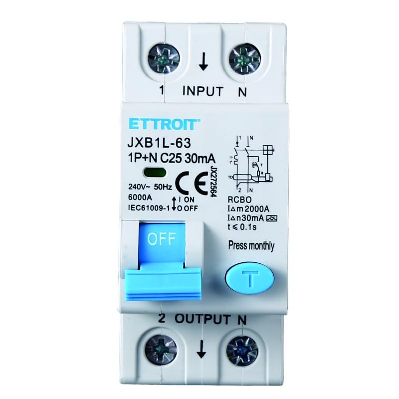 Interruttore Magnetotermico Differenziale 1P+N 25A 30mA 220V-6KA CLASSE A 2 MODULI 30mA per Guida DIN - Protezione Circuiti e Sicurezza Impianti