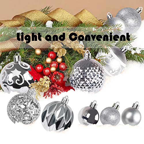 Ywlake 100Pcs Christmas Ball Ornaments for Christmas Tree Decoraion Baubles Shatterproof Balls Hanging Ornaments for Xmas Holiday Party Home Decorations (Silver) - Image 3