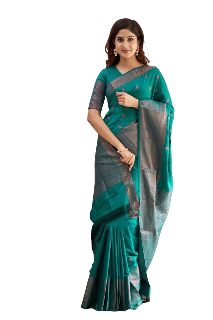 Women's LICHI SILK RICH PALLU & JACCQUARD WORK EXCLUSIVE BORDER. 5.5 Meter Saree| 0.8 Meter Unstitched Blouse Piece_ BE-698792-picture-56