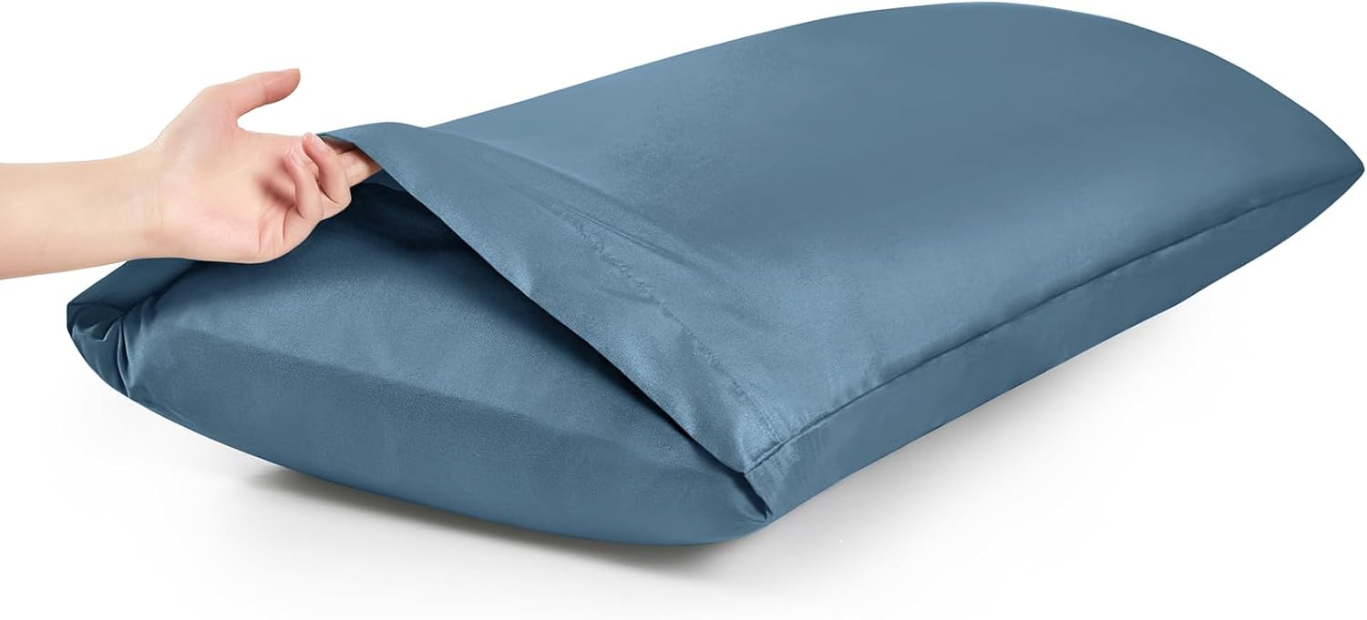 MILVOWOC 2Pcs Brushed Microfiber Body Pillowcases - 20 x 60 Inch, Slate Blue Pillow Case Set Non Slip Envelope Pillow Cover with Moisture Absorption and Anti-Wrinkle - Image 7