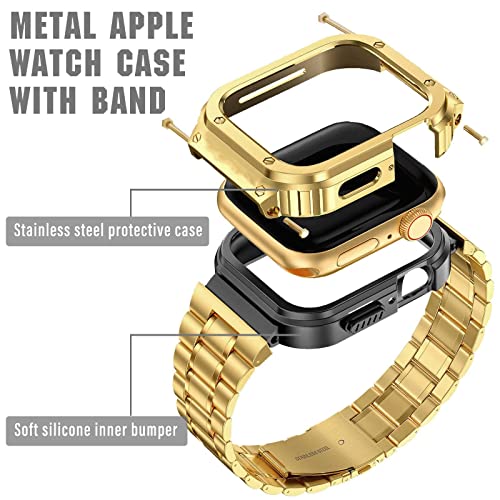 Image of MioHHR Stainless Steel Band with Case for Apple Watch Bands Series 11 /10