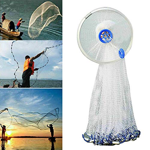 SD Life Saltwater Fishing Cast Net for Bait Trap Dia 8ft/12ft/14ft Magic Mesh