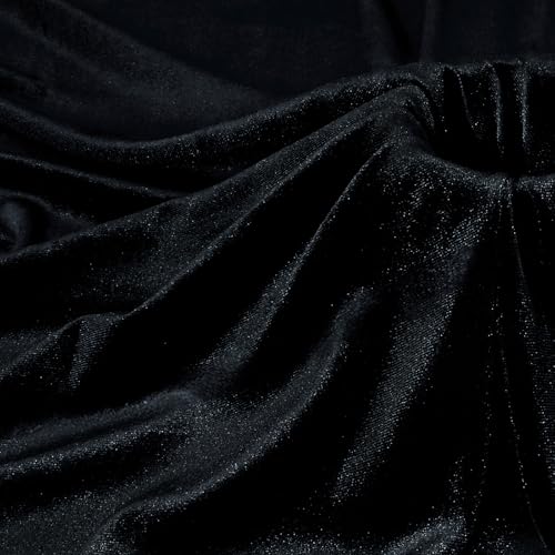 P Pothuiny Black Velvet Fabric by The Yard, 1 Yard x 60 Inch Wide Luxury & Soft Stretchy Velvet Cloth Fabric for Sewing, Apparel, Upholstery - 90% Polyester 10% Spandex