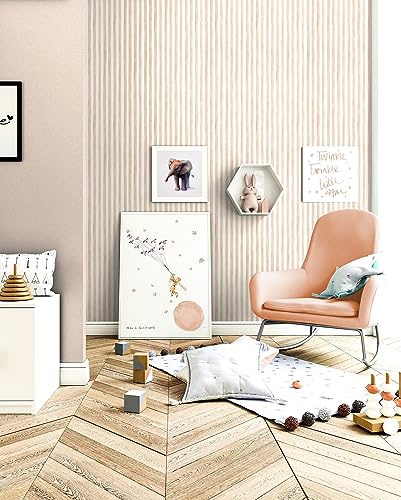 Papel pintado dormitorio beige efecto acuarela mate para paredes de cuarto infantil 4