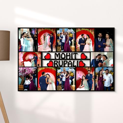 VPRINT-QUALITY-Couple-12-Photos-Personalized-Frame-with-Name-Customized-Gifts-for-Couple-Photo-Frame-Customised-Valentines-Day-Customized-Frame-for-Couples-Size-12x18-inWooden