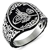 Solid 925 Sterling Silver Turkish Ottoman Sultan's Tughra Monogram Men's Ring