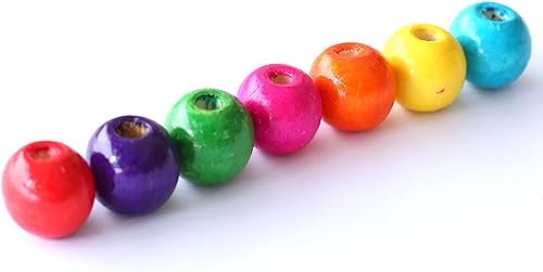 Miniatura 8 de ToBeIT 600 cuentas de madera de colores surtidos de 0.394in, cuentas redondas de madera coloridas pintadas para hacer joyas, manualidades,