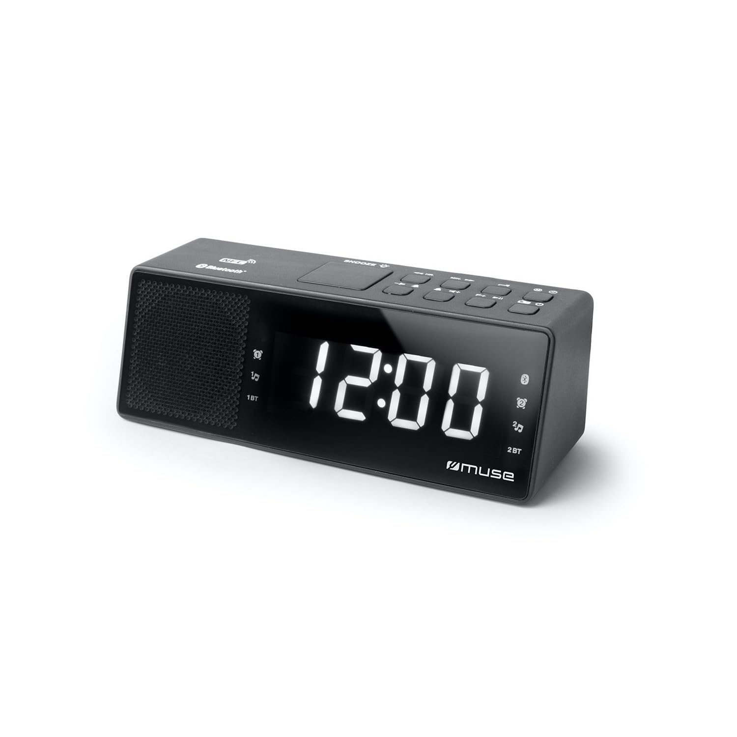Radio REVEIL Bluetooth Muse M-172-BT - Afficheur Blanc Extra Large - Radio PLL FM - Double Alarme - NFC