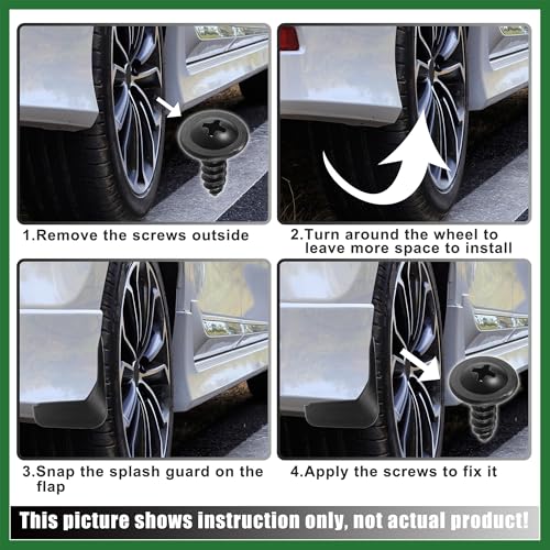 Image of Motoforti Front and Rear Mud Flaps Splash Guards Fit for Toyota Corolla Sedan 1993-1997 - Pack of 4 Black Long-Lasting