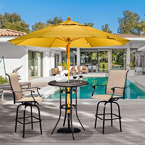 Vingli Outdoor Bar Table, Patio Table Patio Dining Table With Umbrella Hole,Cast Aluminum Side Table Backyard Bistro Table Outdoor Furniture Garden Table(32" Diax41 H) #TOP6