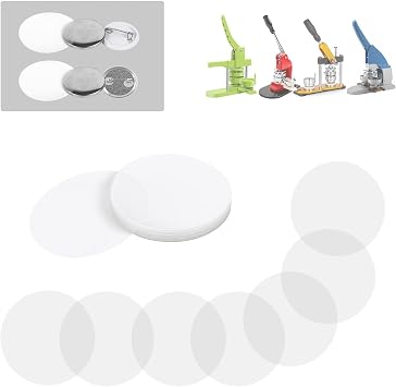 Happizza 200Pcs Clear Badge Film 45mm 1.77in, Transparent Badge Protective Film for 1.25 Inch 32mm Button Maker Machine, Plastic Films for DIY Round Badges Buttons, Circle Button Making Parts Mylars