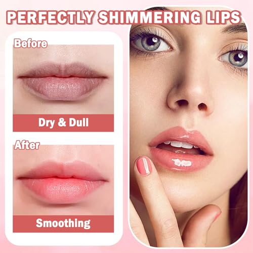 QIUFSSE 2 PCS Hydrating Clear Lip Oil Jelly Honey Lip Gloss - Korean, Big Brush Lip Oil, Plumping, Fresh Texture, Long-lasting Nourishing Lip Oils - Thumbnail 4