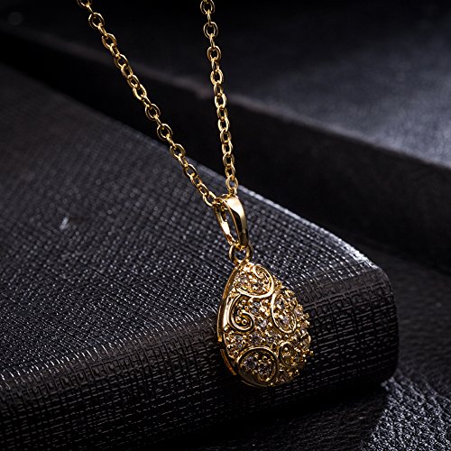 Yazilind Fashion Water-Drop Pendant Cubic Zirconia Necklace Gold Plated Chain For Women Girls #TOP1