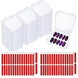 Press on Nail Box,30 Sets Display Case Artificial Nail Display Storage Box with 60 Pcs Adhesive Double Sided Tape Acrylic Nail Box Press On Nail Packaging for Nail Salon