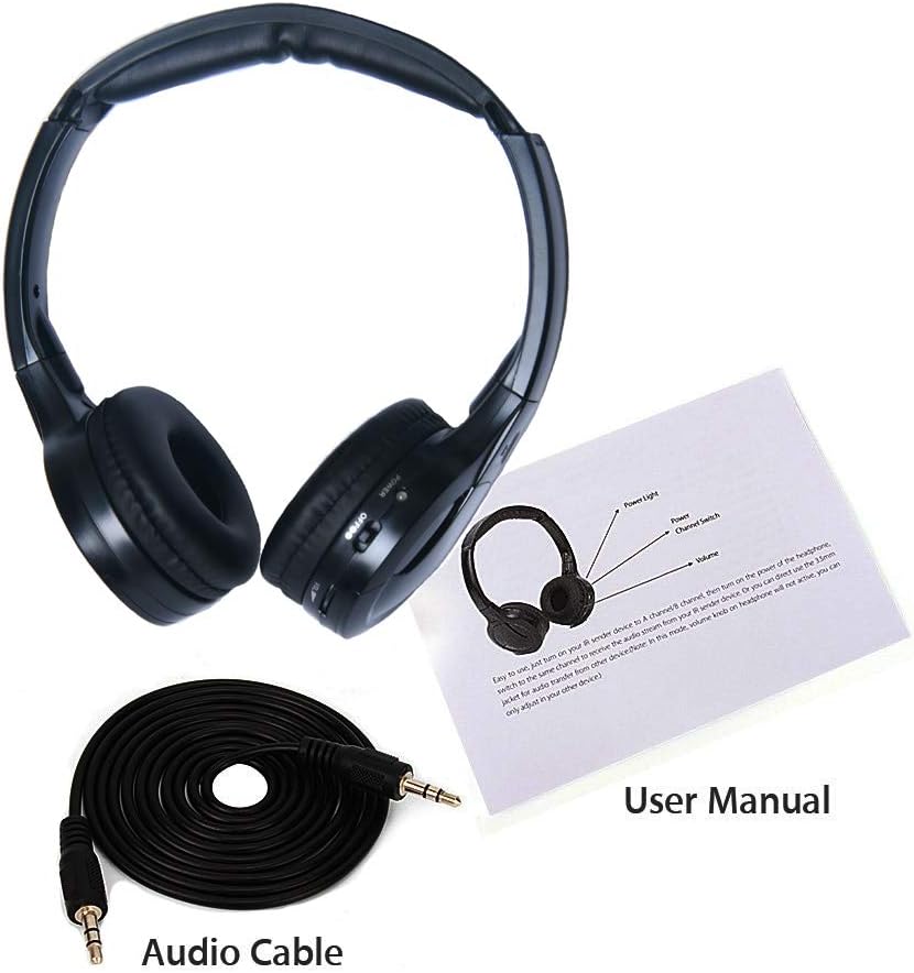 TOPXCEGUU A10 IR Wireless Headphones for Car DVD Player Headrest Video,On-Ear Infrared Headphones Headset Universal Not Bluetooth (Black)