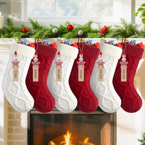 Minetom Personalized Christmas Stockings - 18” Large Knitted Xmas Stocking