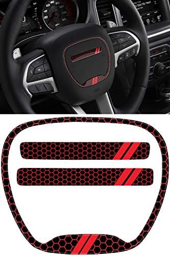 Compatible with 2015-2022 Dodge Charger Steering Wheel Cover Trim kit 3D Domed Badge Overlay Emblem Decal Sticker Set Charger Interior Accessories (Red)