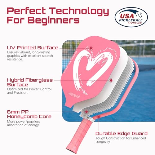Image of Pickleball Paddles Set of 2, Lightweight Pickleball Racket for Beginner, USAPA Approved Fiberglass Surface Pickleball Set with Non-Slip Comfort Grip