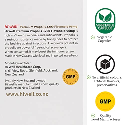 Hi Well Premium Propolis 3200 Flavonoid 96Mg 250Vegecapsules #TOP5