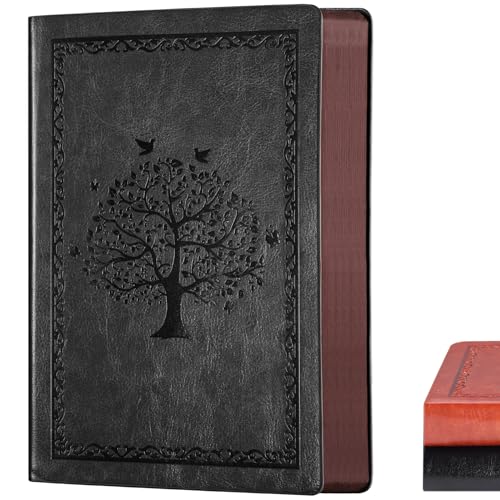 NATTHSWE Notizbuch Liniert A5, 300 Seiten Dickes notizbuch Softcover mit 80gsm Papier schöne notizbücher für Büro Planung Schule Studium Haushalt Tagebuch Business Schreibbuch Notizen - Schwarz