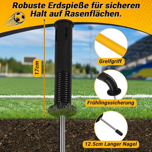 Eikuavons Slalomstangen Fussball Set, Slalom Poles 6, Horizontale Stöcke 2, 150cm Slalom Stangen mit Feder, Sprunghafte Agilität Stangen, Fussball trainingszubehör für Koordinationstraining