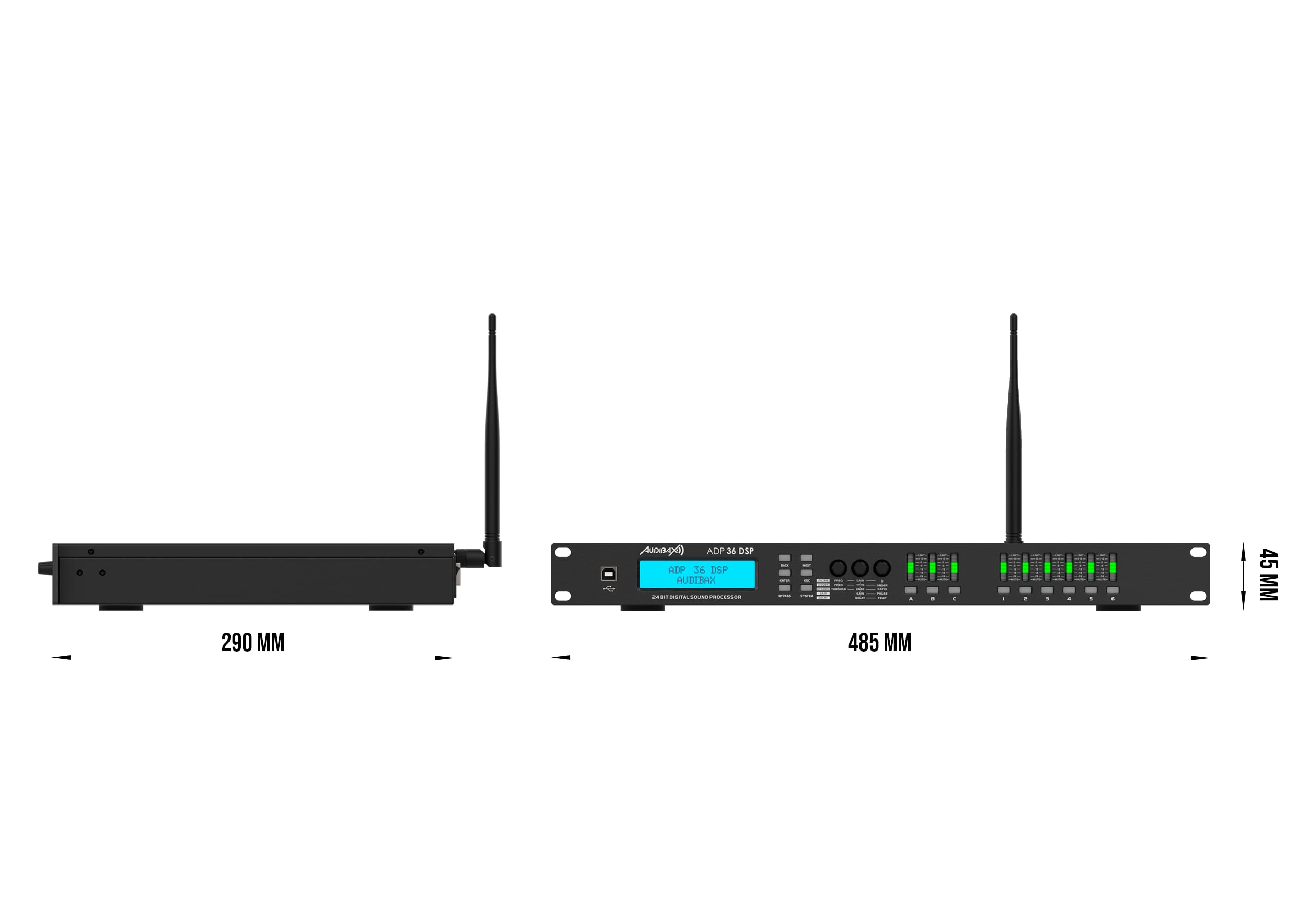 Audibax ADP 36 DSP Procesador de Sonido/Crossover Digital 19" 6 Canales de Salida