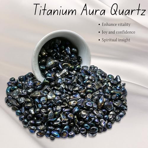 Image of Amazing Gemstone Titanium Aura Quartz Crystal Chips Aquarium Gravel Rocks - Bulk Fish Tank Gravel, Small Tumbled Stone Chips and Tiny Crystals for Decoration (Natural AAA Grade)