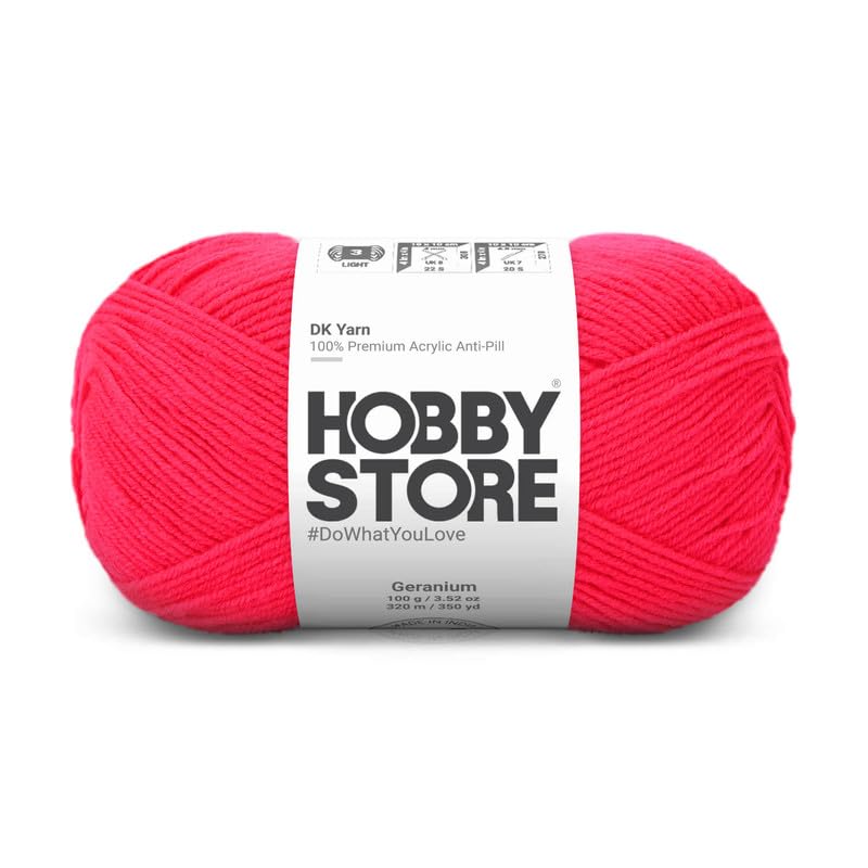 Image of DK Solid Yarn - Anti-Pill Acrylic Solid DK Yarn for Crochet & Knitting Everyday Essentials (1 ball /100 g) - Geranium 5007 | Magic Needles