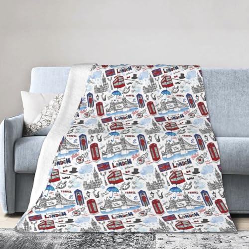 Jmorco Weiche Decken mit London-Druck, warme & leichte Heimdekoration, 40 x 30 cm