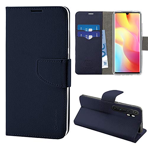 N NEWTOP Cover Compatibile per Xiaomi Mi Note 10 e 10 PRO, HQ Lateral Custodia Libro Flip Chiusura Magnetica Portafoglio Simil Pelle Stand (Blu)